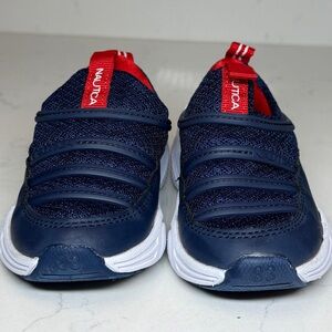 NÁUTICA Kids Navy and Red Slip-On Sneakers-SZ 7